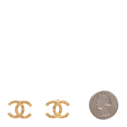 Chanel Metal Textured CC Earrings Gold 2 of 4