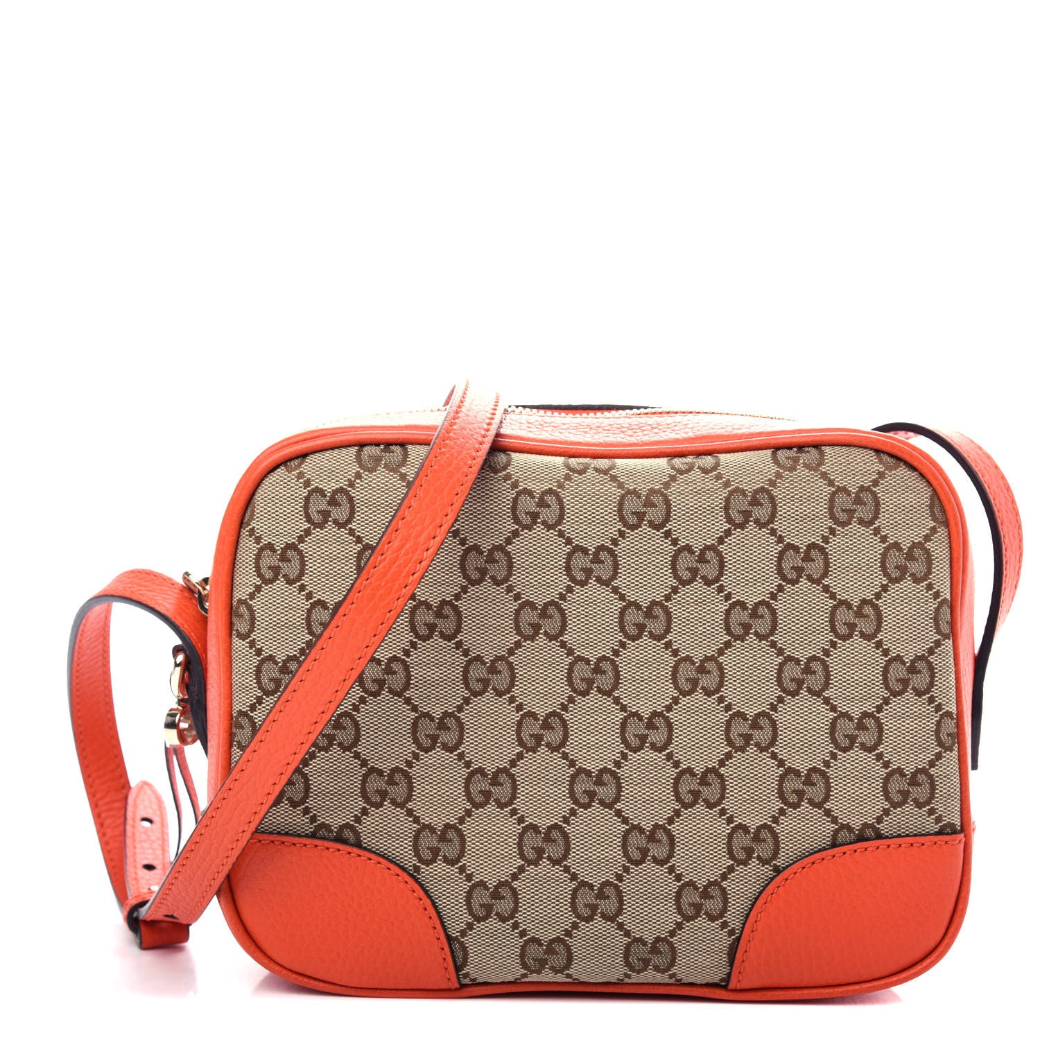 Gucci Monogram Dollar Calfskin Mini Bree Messenger Bag Beige Ebony Sun Orange 1 of 10