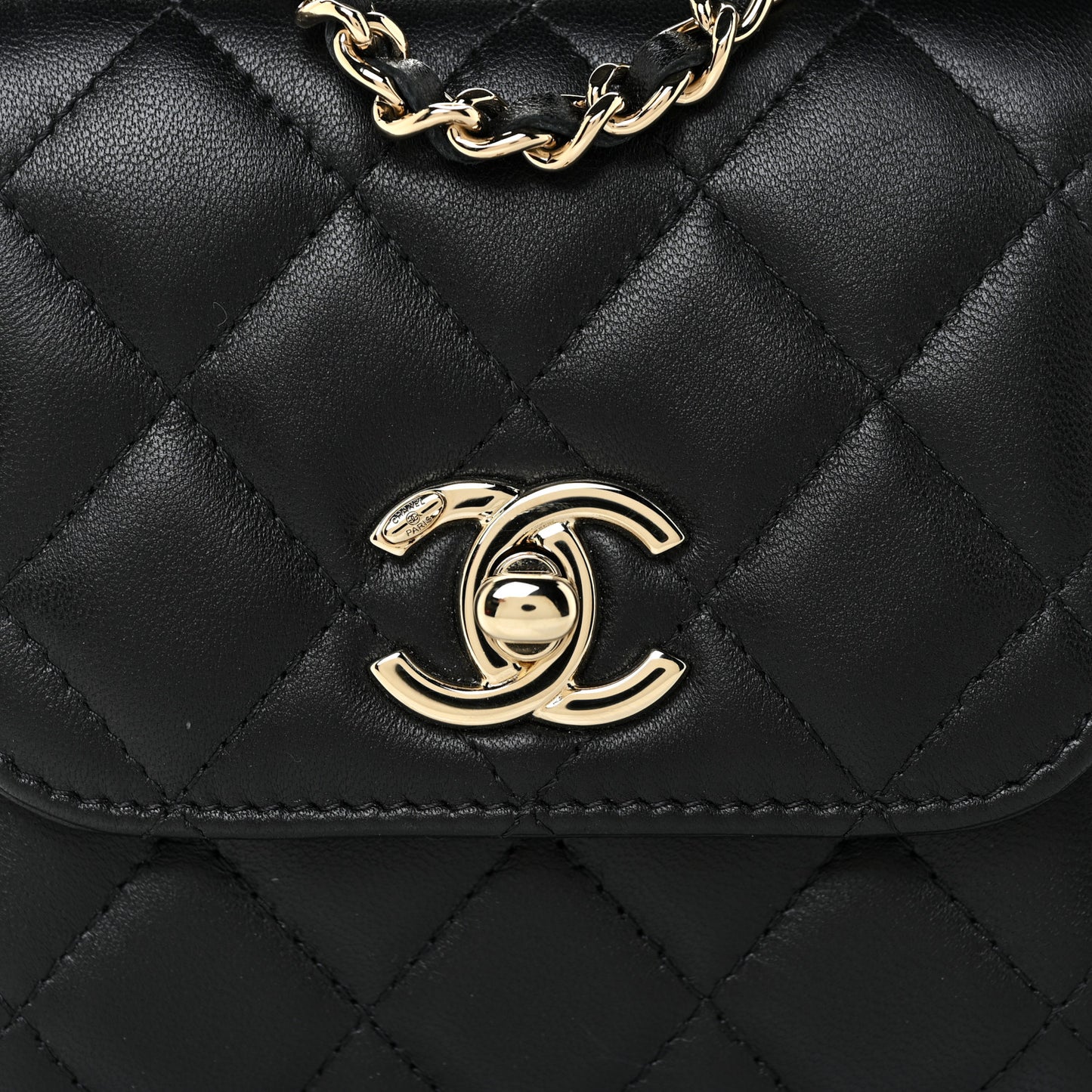 Lambskin Quilted Mini Trendy CC Chain Wallet Black