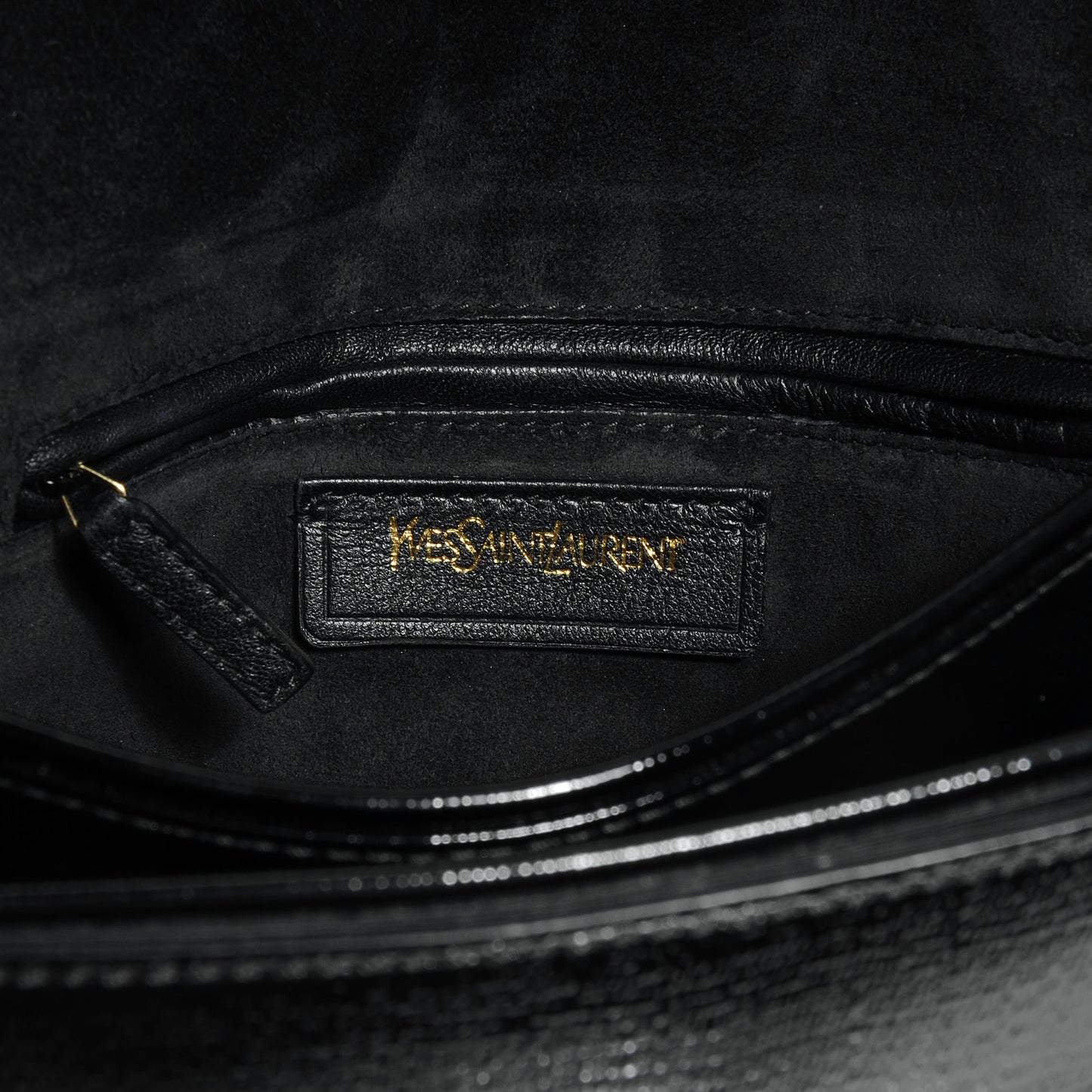 Patent Textured Leather Large Chyc Flap Black