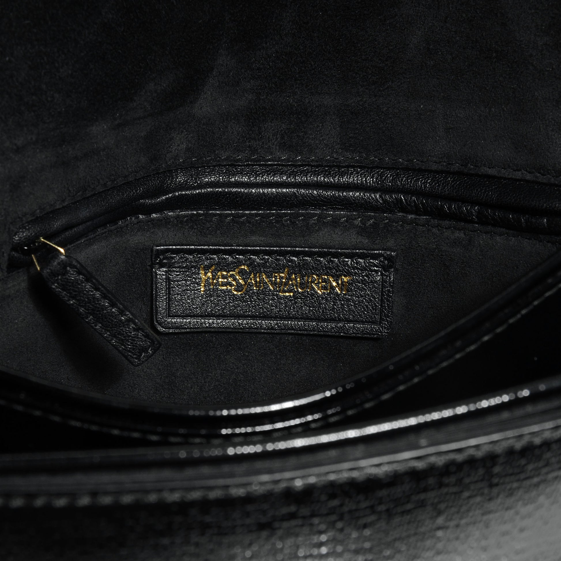 Saint Laurent Patent Textured Leather Large Chyc Flap Black 6 of 7