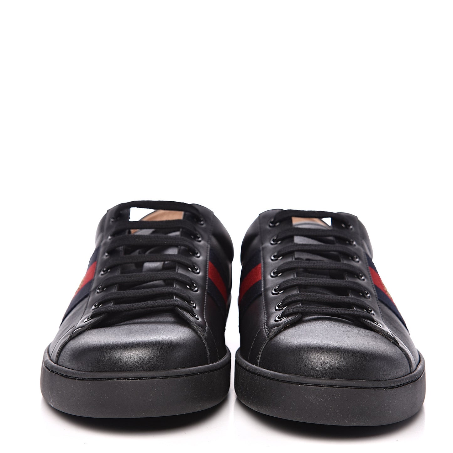 Calfskin Web Bee Embroidered Mens Ace Sneakers 12.5 Black