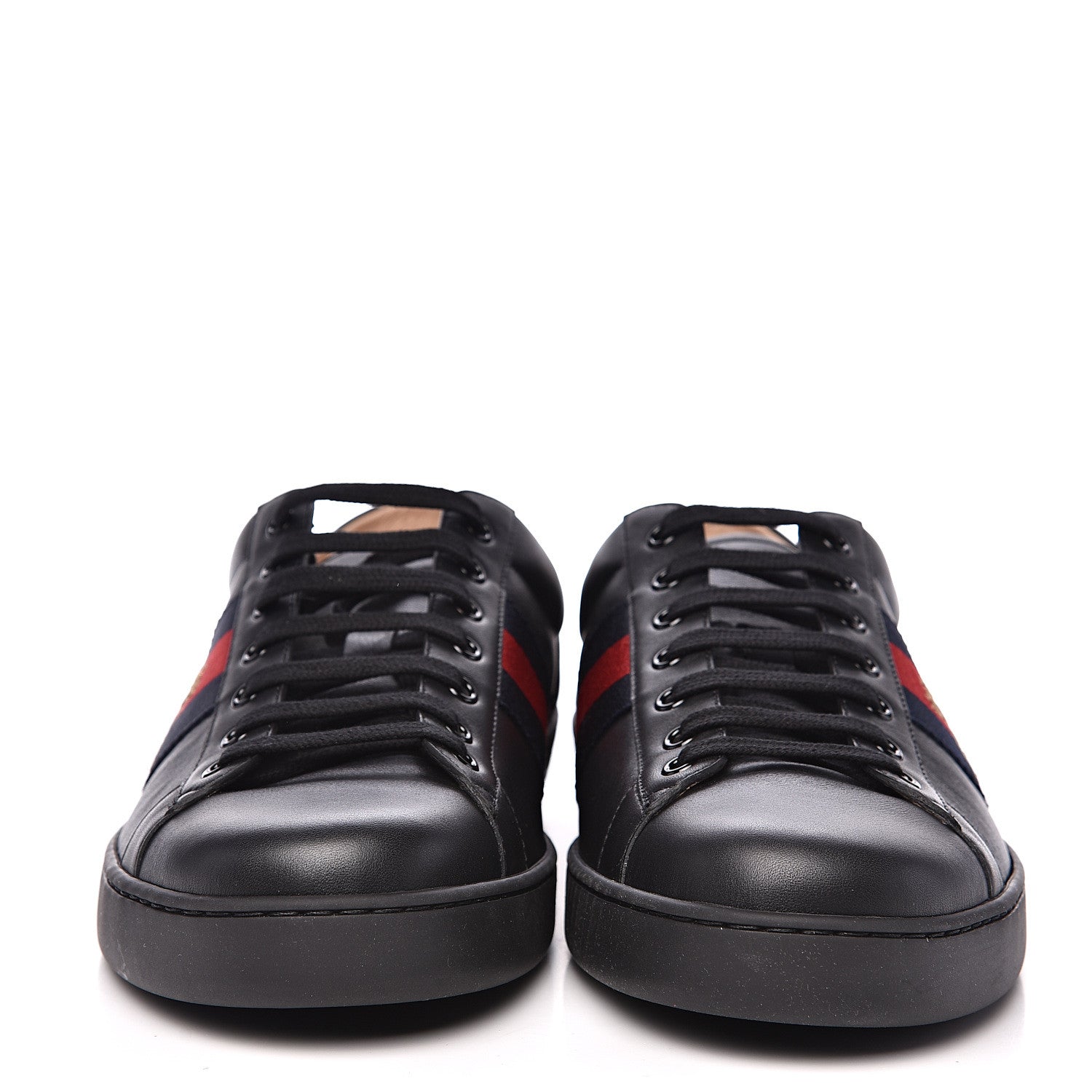 Gucci Calfskin Web Bee Embroidered Mens Ace Sneakers 12.5 Black 2 of 11