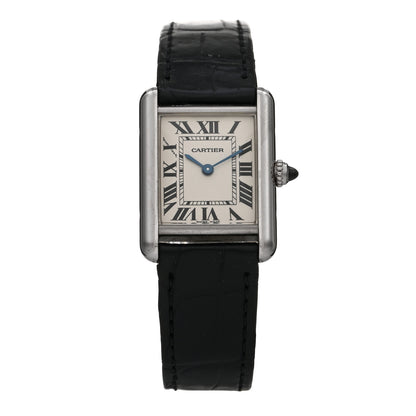 Cartier 18K White Gold Alligator 22mm Tank Louis Quartz Watch 1 of 4