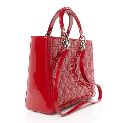 Christian Dior Patent Cannage Large Lady Dior Red 3 of 11