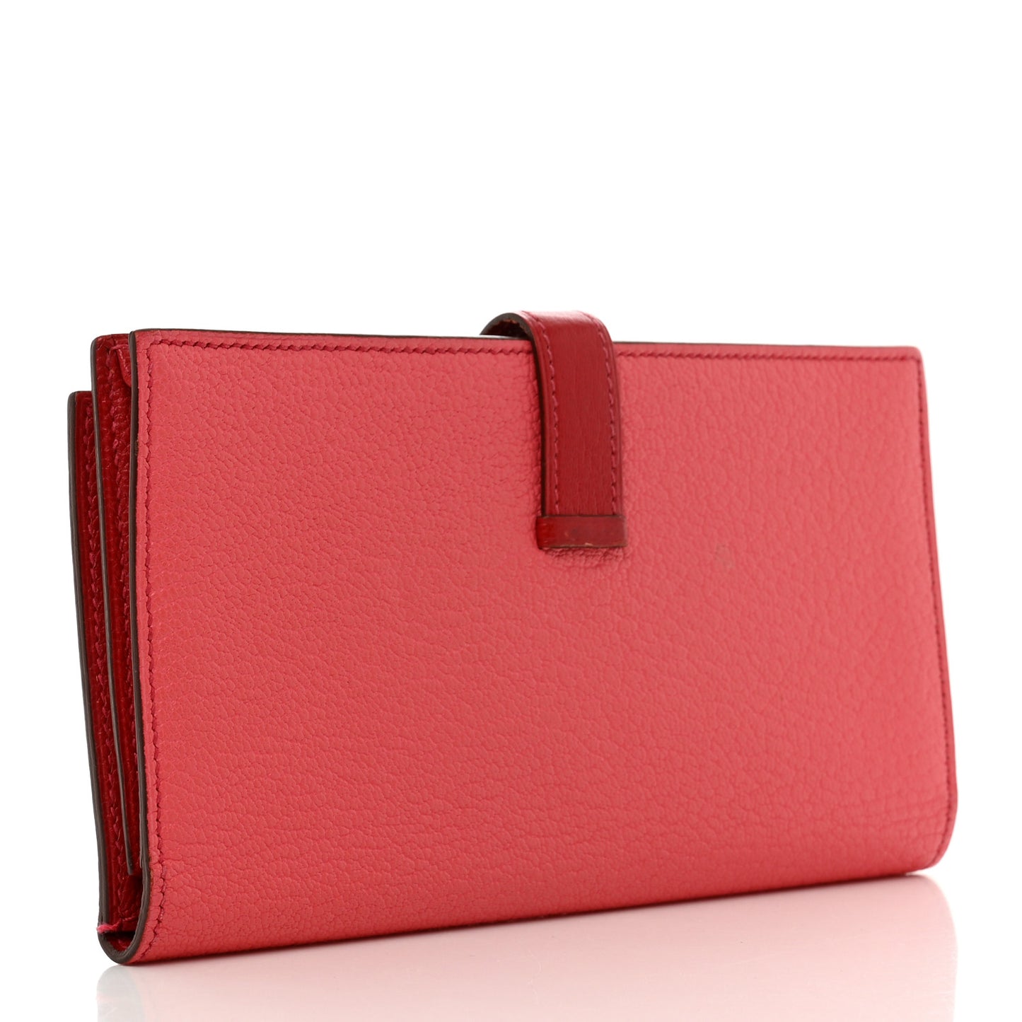 Chèvre Mysore Bi-Color Bearn Gusset Wallet Rose Lipstick Rouge Casaque