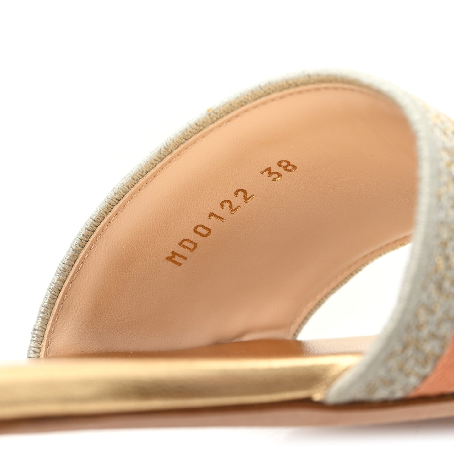 Canvas Lurex Embroidered Dway Flat Slide Sandals 38 Platinum 38 Platinum
