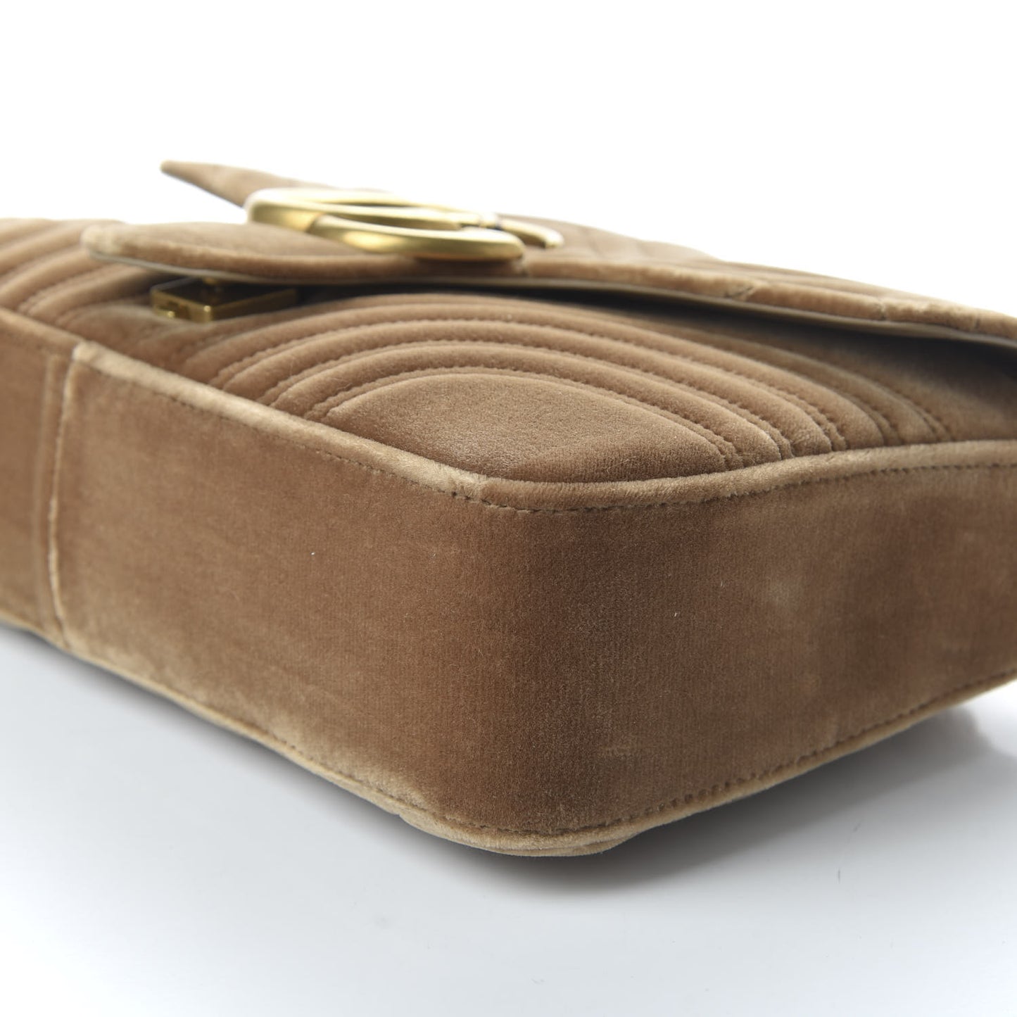 Velvet Matelasse Medium GG Marmont Shoulder Bag Taupe