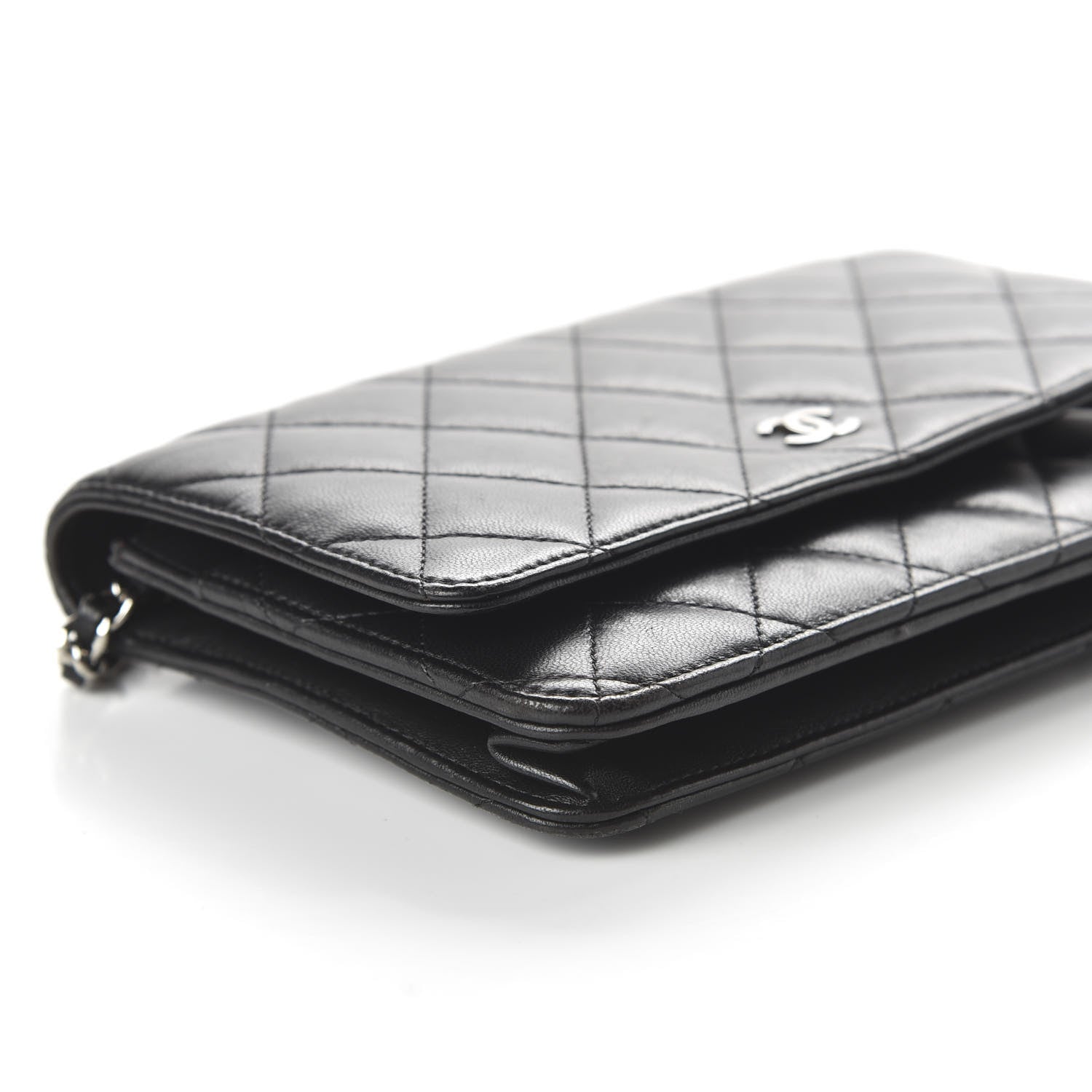 Chanel Lambskin Quilted Wallet On Chain WOC Black 5 of 12