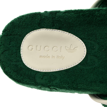 Gucci X ADIDAS Terry Cloth GG Monogram Mens Platform Sandals 8 Green 6 of 8