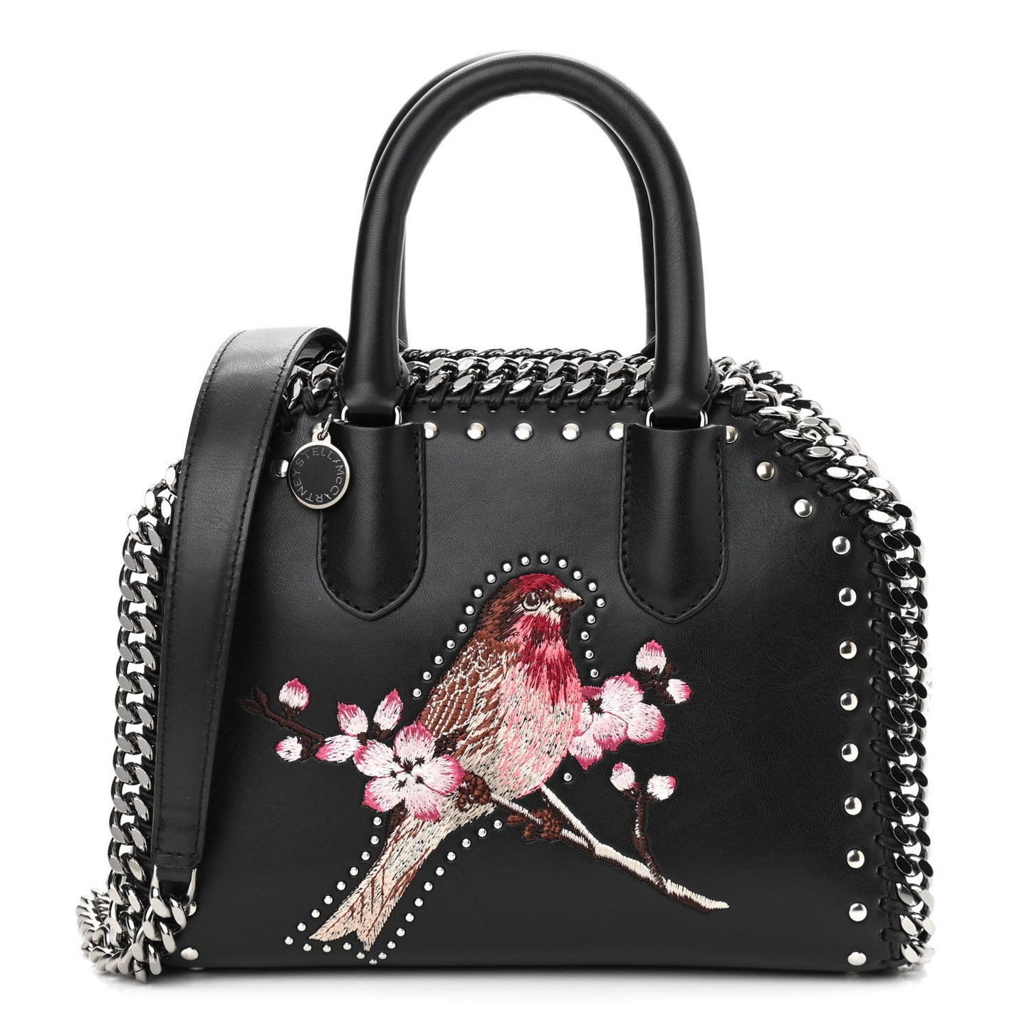 Eco Alter Nappa Mini Falabella Box Bird Top Handle Bag Black