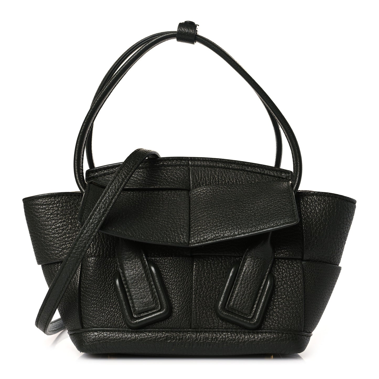 Grained Calfskin Mini Maxi Intrecciato Arco 33 Black