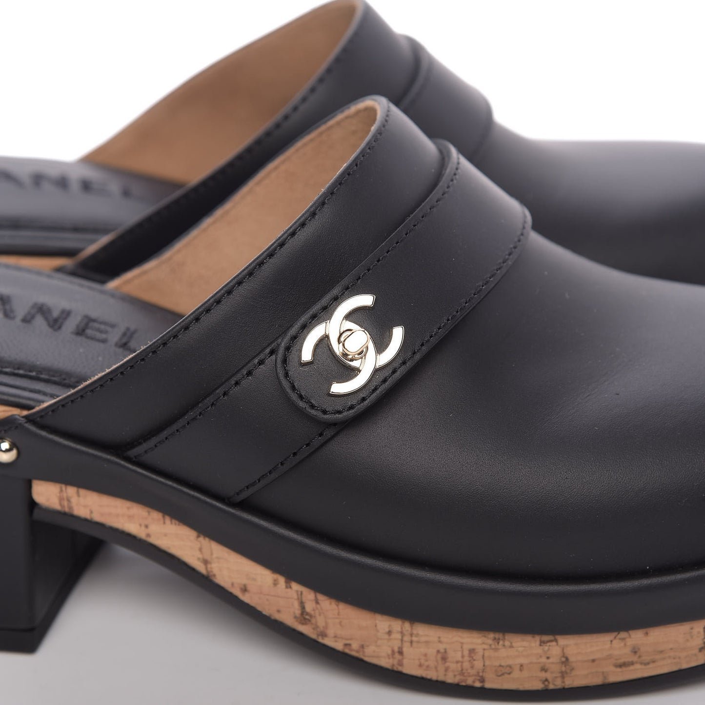 Calfskin CC Turn Lock Clogs 35 Black