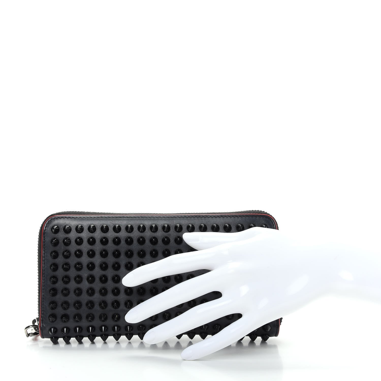 Christian Louboutin Calfskin Panettone Spiked Zip Around Wallet Black 2 of 6
