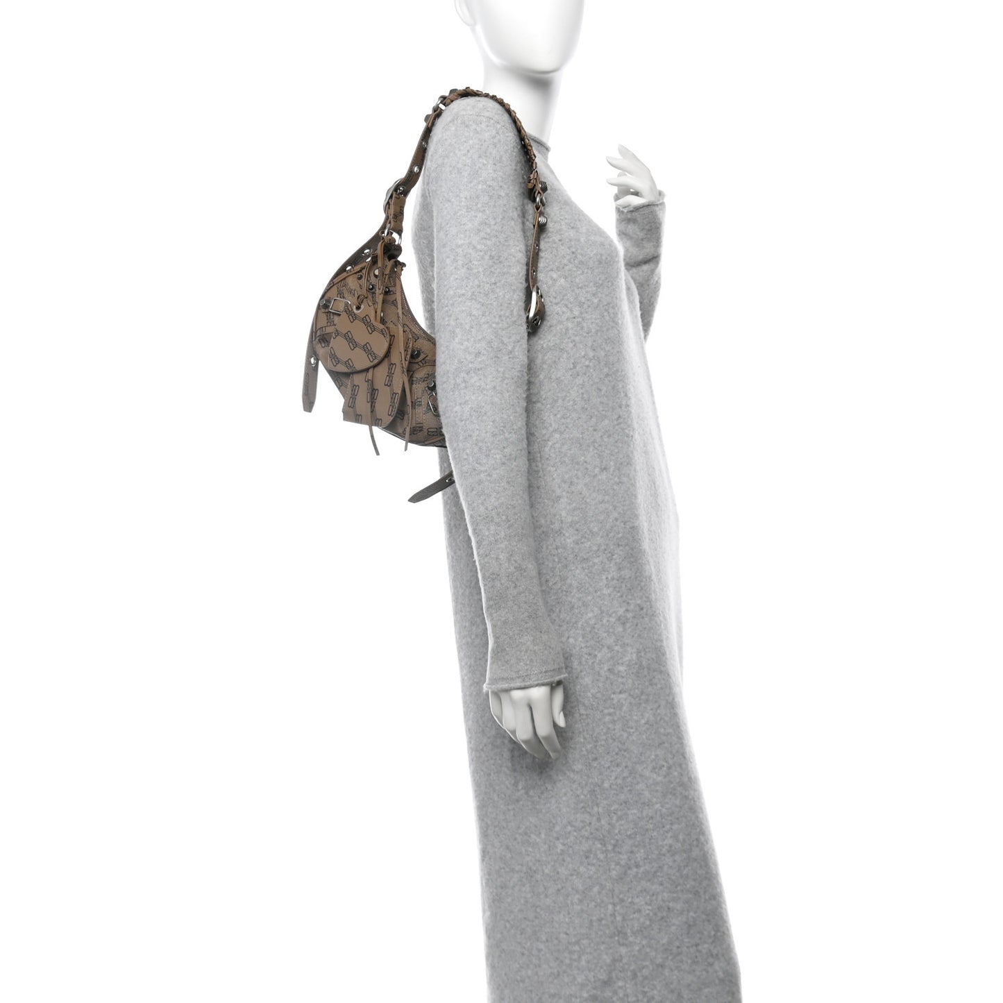 Coated Canvas BB Monogram Le Cagole Shoulder Bag XS Beige Brown