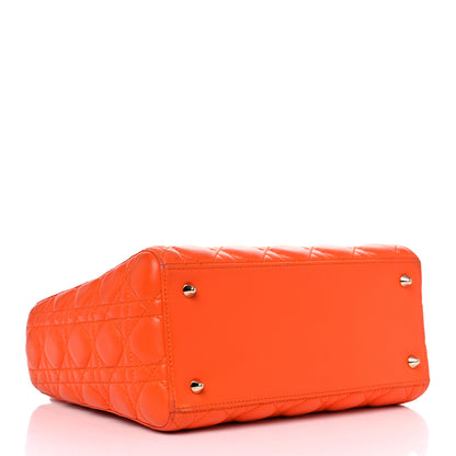 Christian Dior Lambskin Cannage Medium Lady Dior Orange 3 of 25
