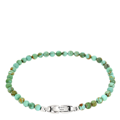 David Yurman Sterling Silver Turquoise 4mm Spiritual Beads Bracelet 2 of 6