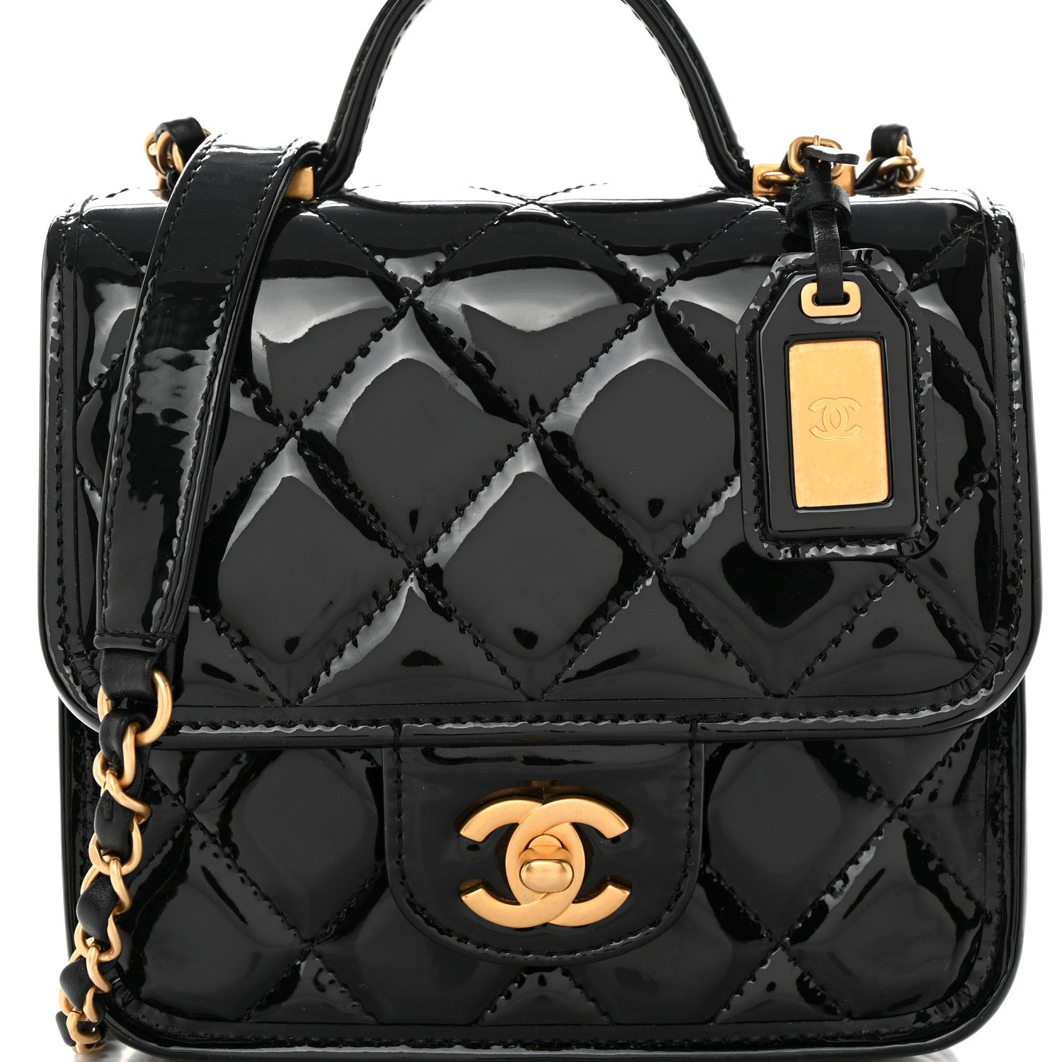 Chanel Patent School Memory Mini Top Handle Flap Black 8 of 10