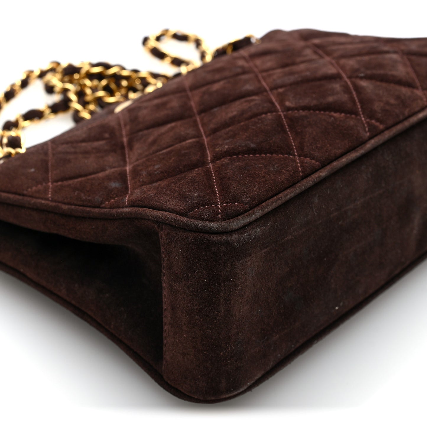 Suede Quilted Small CC Shopping Tote Brown
