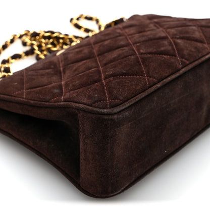 Chanel Suede Quilted Small CC Shopping Tote Brown 9 of 10