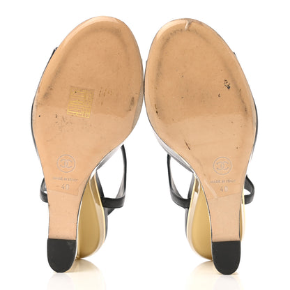 Chanel Lambskin Lucite CC Wedge Sandals 41 Black 5 of 9