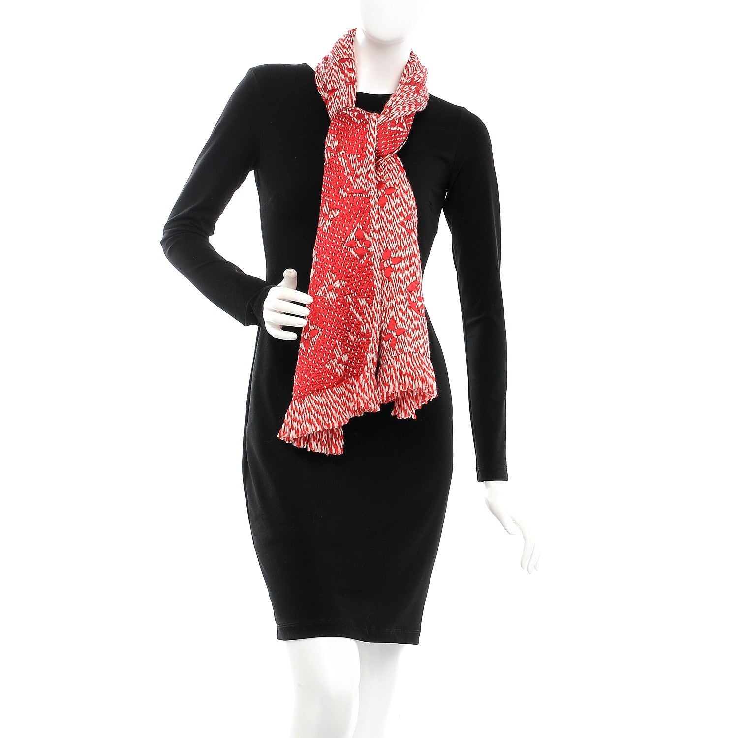 Louis Vuitton Wool Silk Logomania Mix Scarf Coquelicot 2 of 5