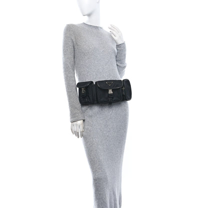 Prada Tessuto Nylon Saffiano Marsupio Triple Pocket Belt Bag Black 2 of 11
