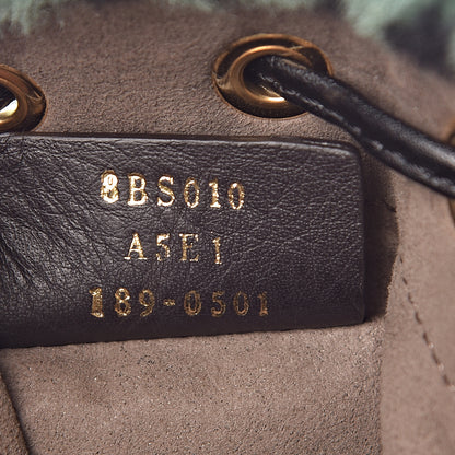 Fendi Shearling F is Macro FF 1974 Diagonal Mini Mon Tresor Bucket Bag Green Black 7 of 11