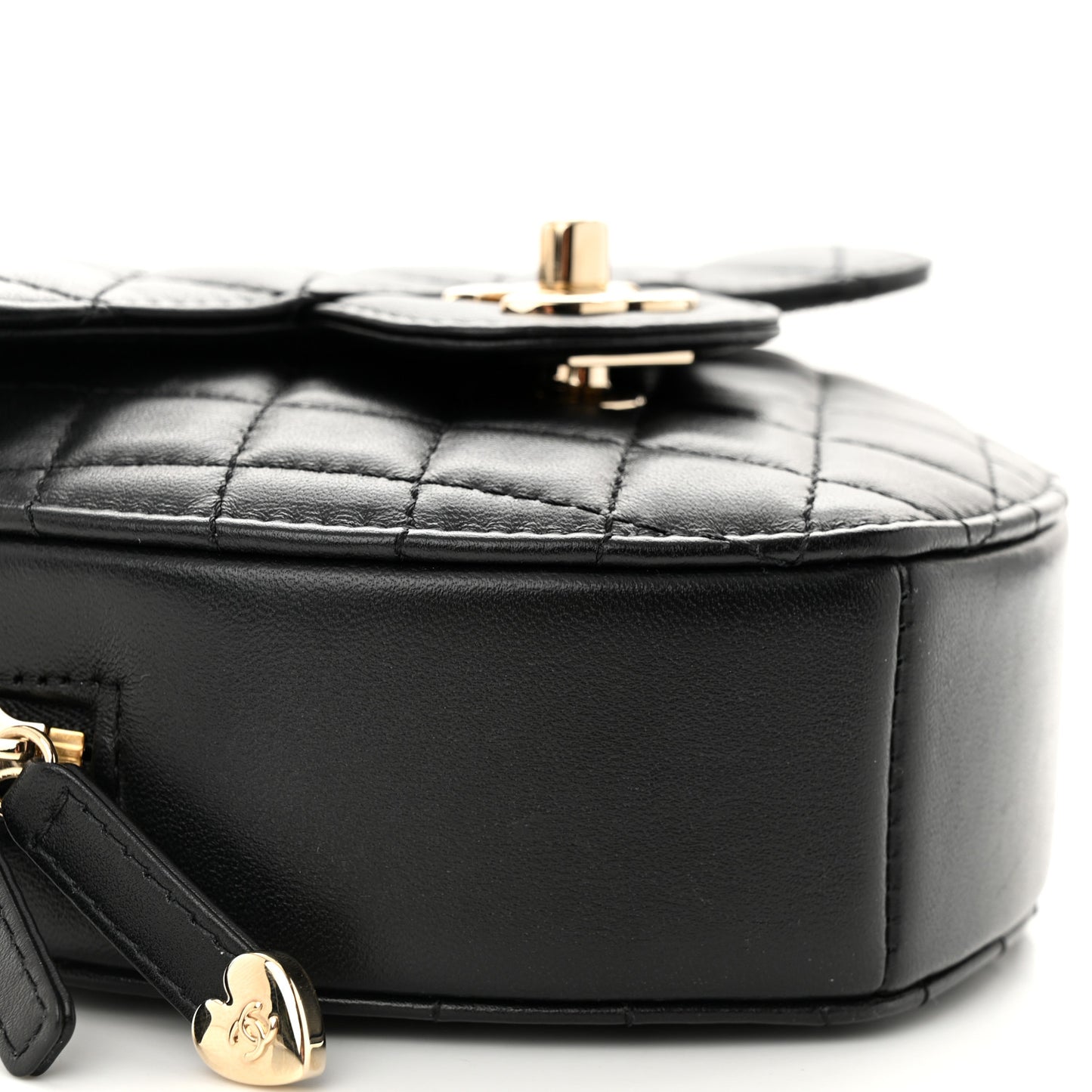 Lambskin Quilted CC In Love Heart Bag Black