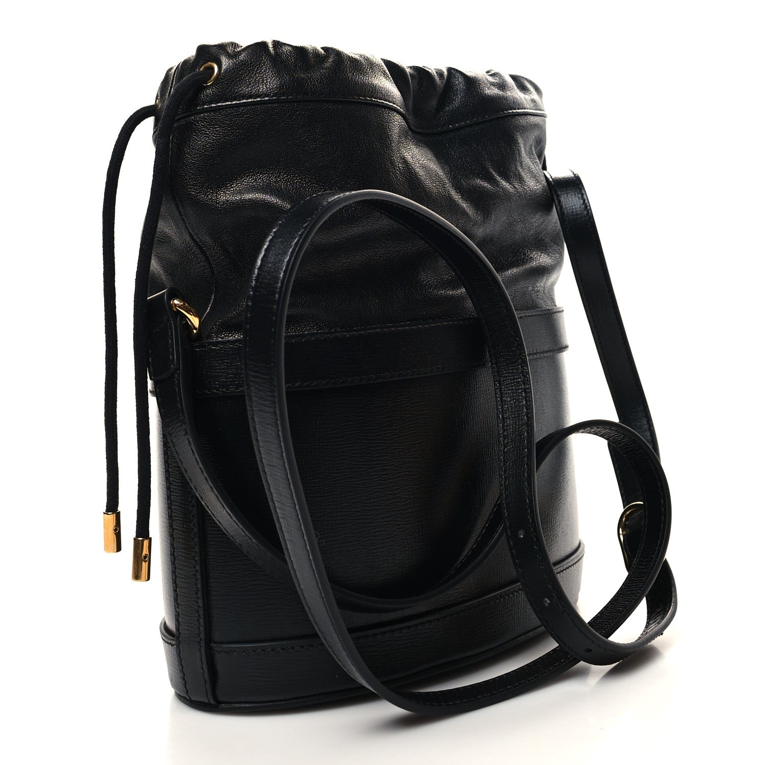 Gucci Azalea Sakai Calfskin Horsebit 1955 Drawstring Bucket Bag Black 3 of 12