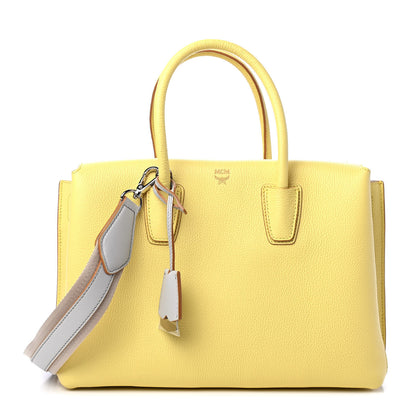 MCM Grained Calfskin Medium Milla Tote Custard Yellow 1 of 12