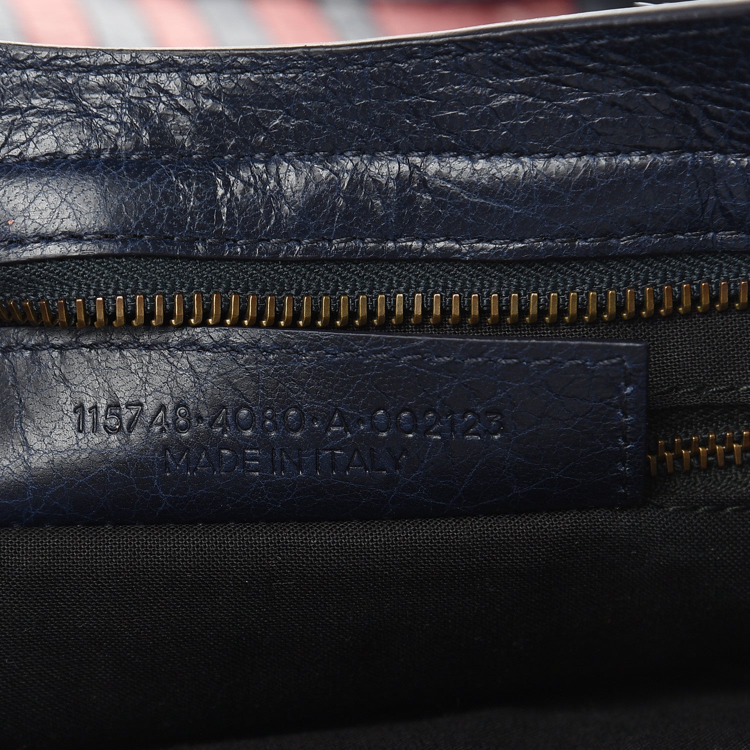 Balenciaga Cuir Arena Striped Classic Hardware City Bleu Nuit Rouge 7 of 9