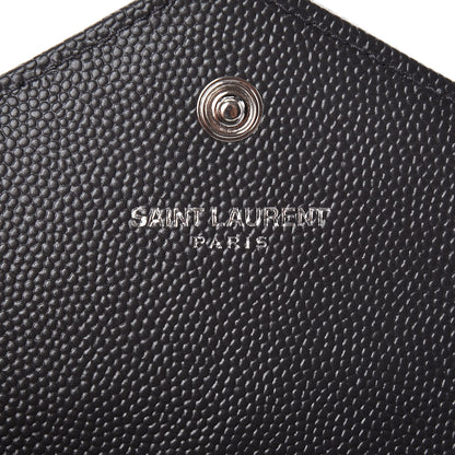 Saint Laurent Grain De Poudre Matelasse Chevron Small Monogram Envelope Wallet Earth 6 of 9