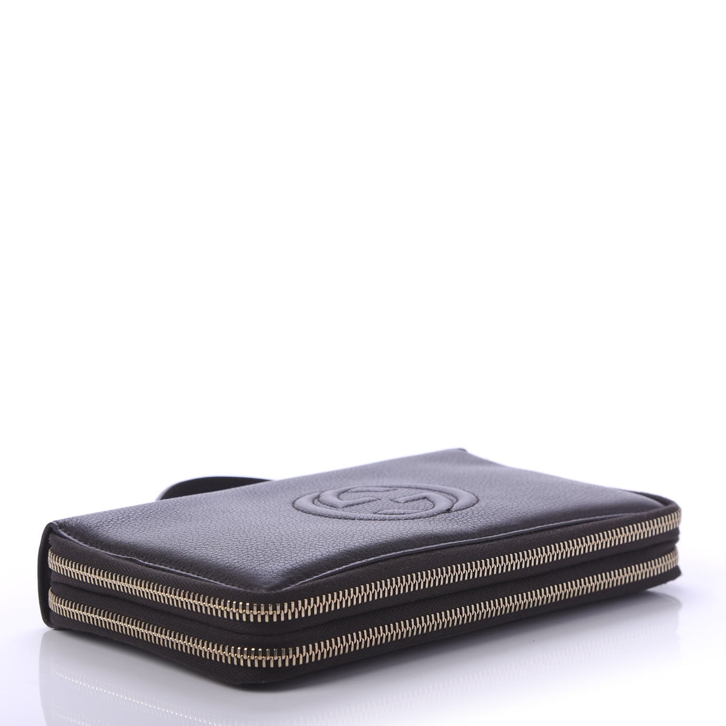 Pebbled Calfskin Soho Travel Document Case Dark Brown