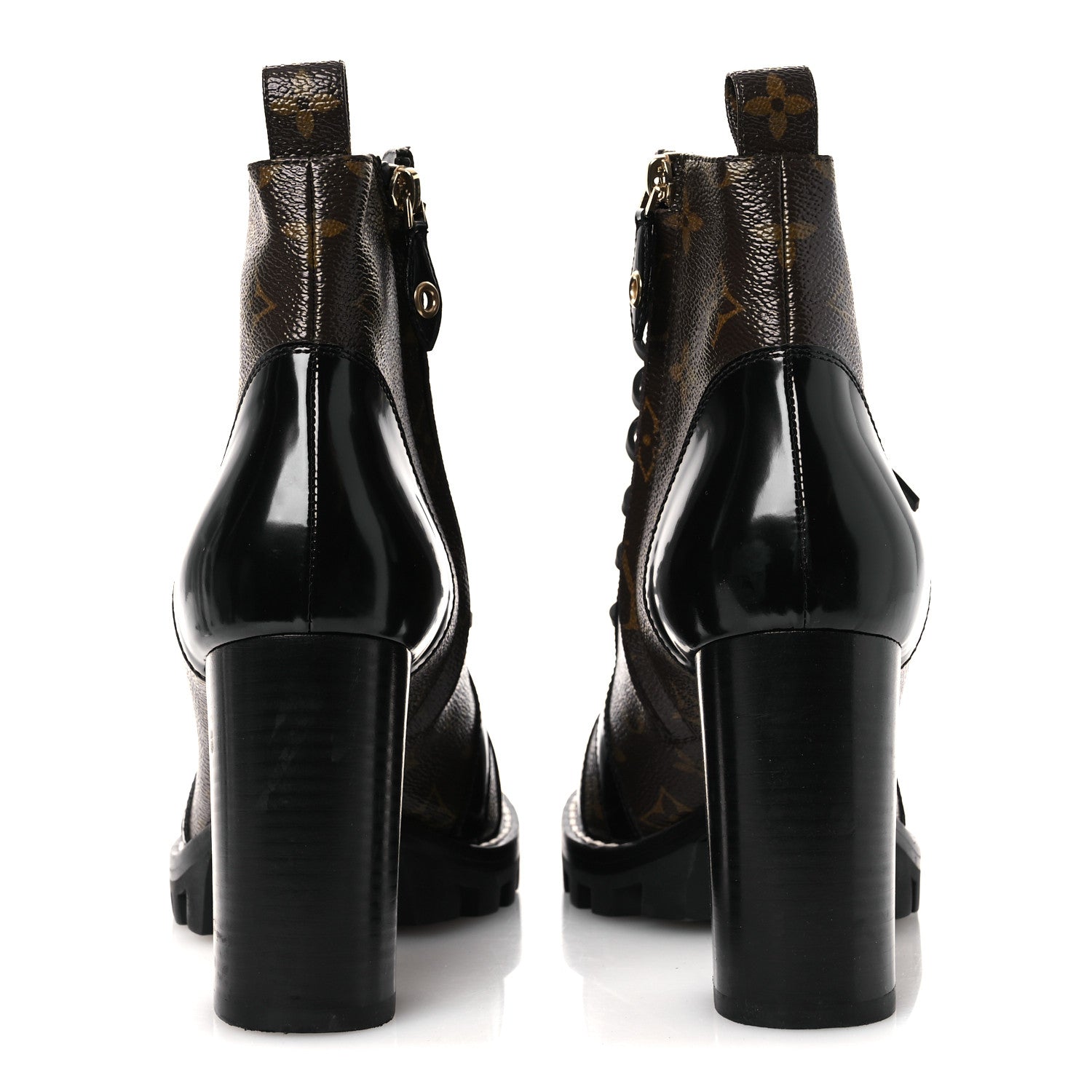 Louis Vuitton Patent Calfskin Monogram Star Trail Ankle Boots 40 Black 6 of 10