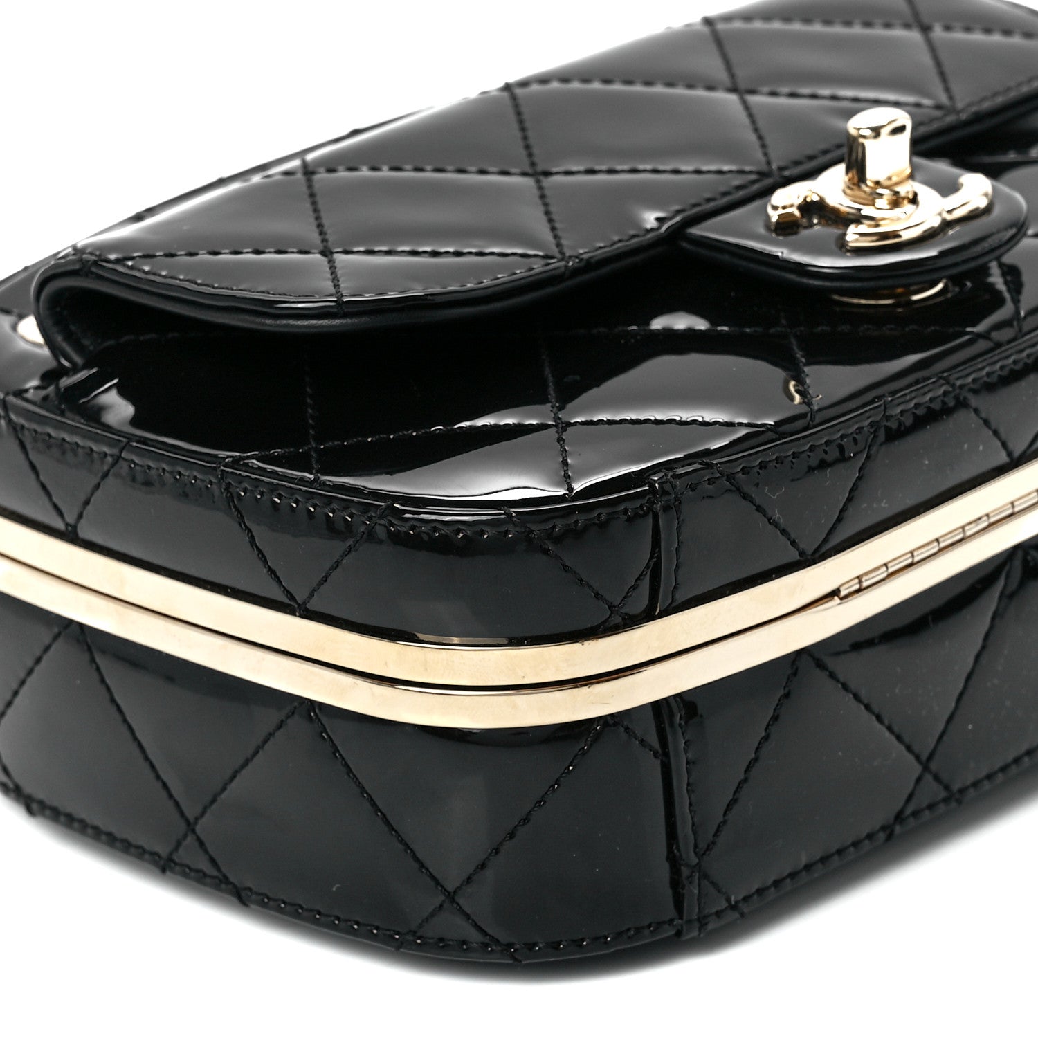 Chanel Patent Calfskin Quilted Mini Camera Case Black 10 of 11