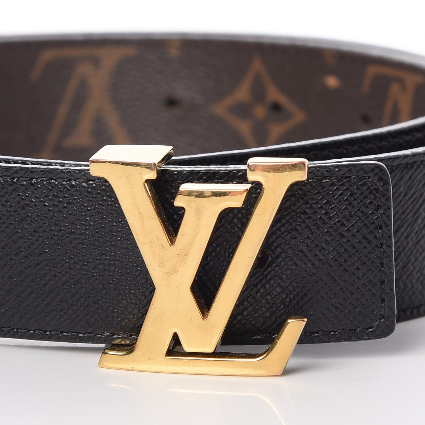 Calfskin Monogram 30mm LV Initiales Reversible Belt 80 32 Black