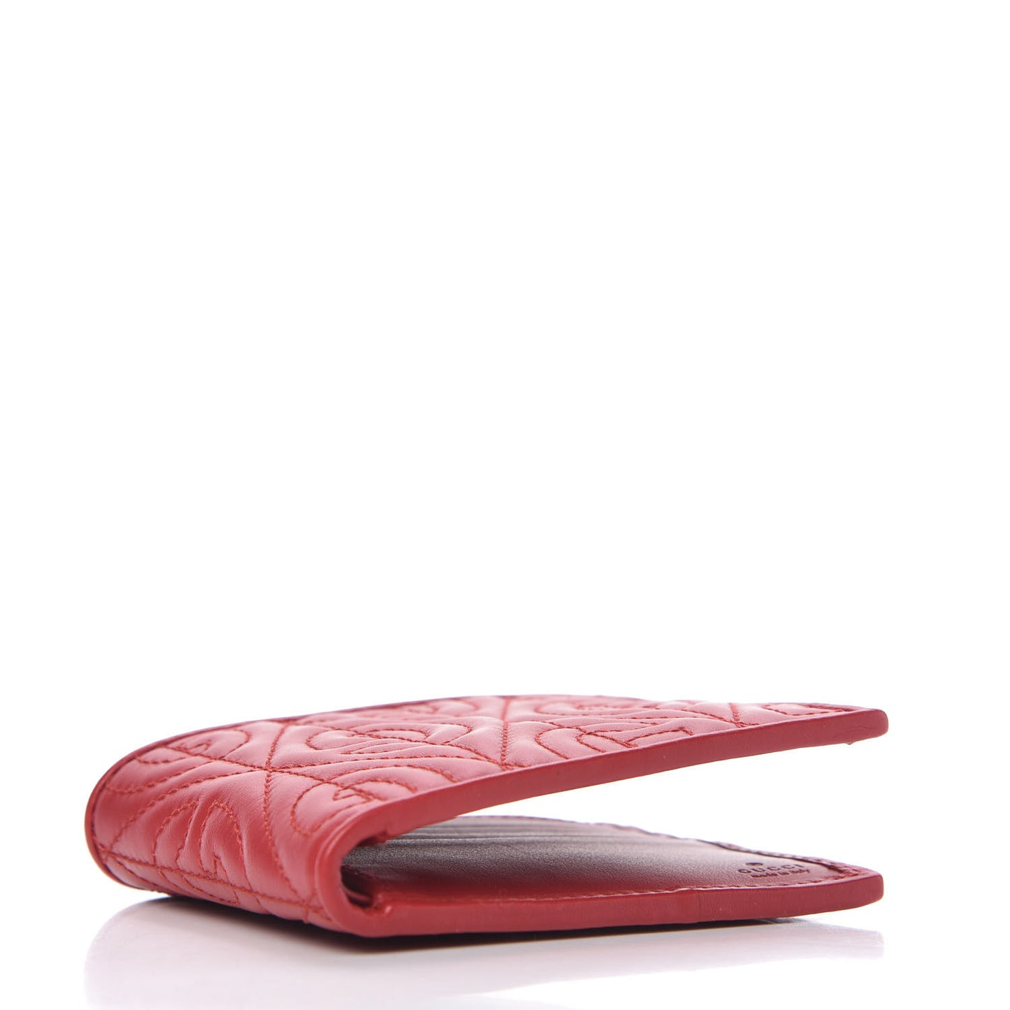 Calfskin Rhombus Bi-Fold Wallet Hibiscus Red