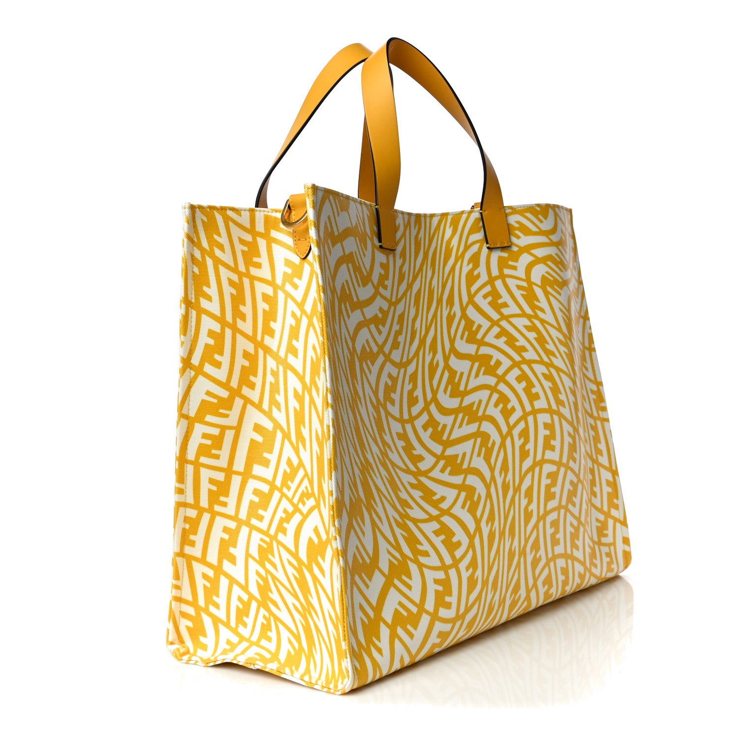Fendi X SARAH COLEMAN Glazed Canvas Vitello King FF Vertigo Shopping Tote Bag Mimosa White 3 of 10