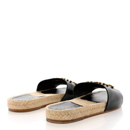 Chanel Patent Calfskin Crystal CC Espadrille Slip On Sandals 39 Black 4 of 11