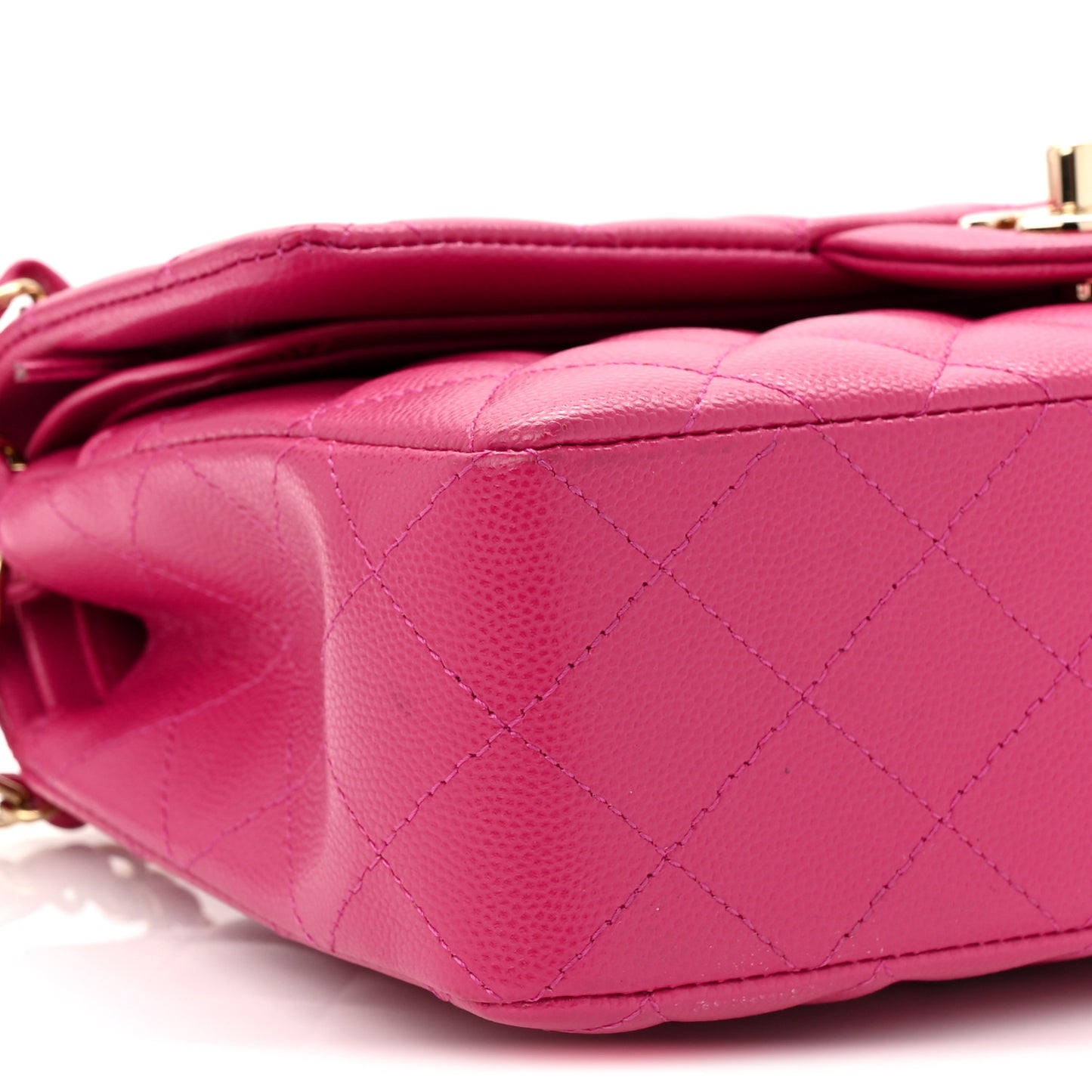 Caviar Quilted Small Double Flap Fuchsia