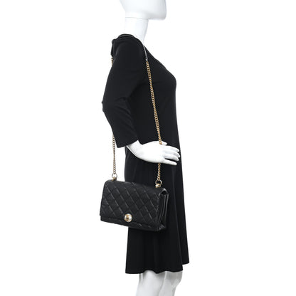 Chanel Calfskin Quilted Accordion Pearl CC Small Flap Bag Black 3 of 12