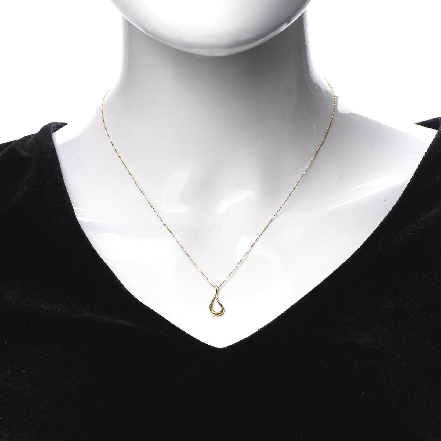 18K Yellow Gold Elsa Peretti Open Tear Drop Pendant Necklace
