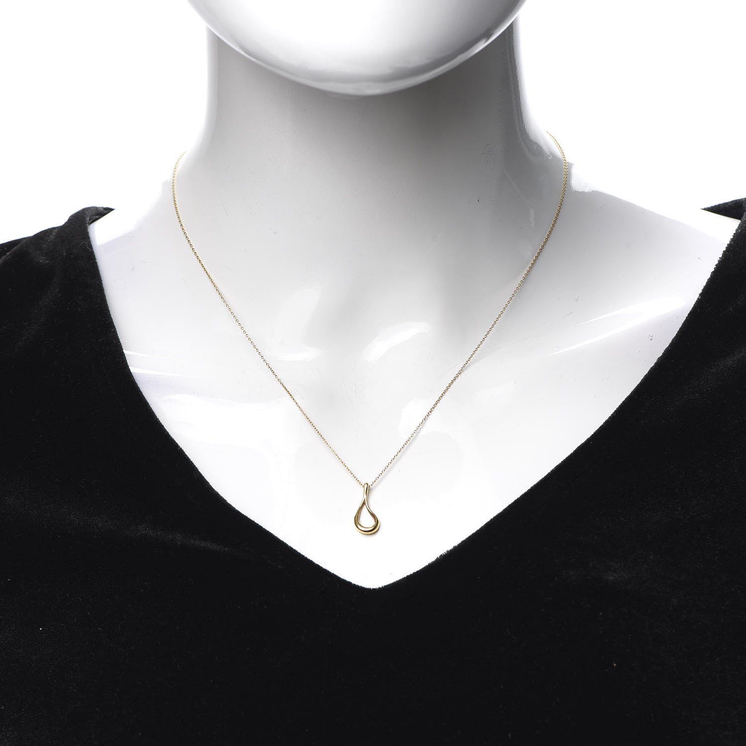 Tiffany 18K Yellow Gold Elsa Peretti Open Tear Drop Pendant Necklace 2 of 6