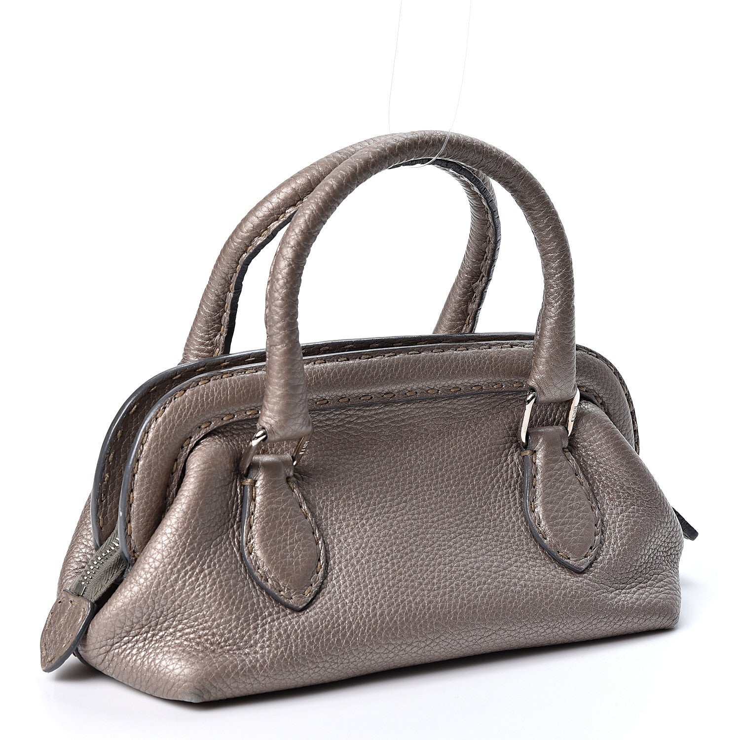 Fendi Metallic Calfskin Romano Selleria Mini Adele 1328 Bag Grey 2 of 11
