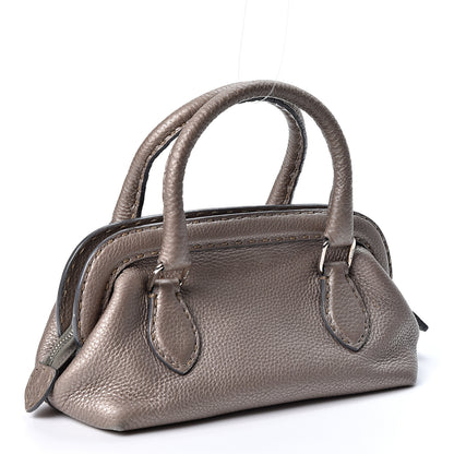 Fendi Metallic Calfskin Romano Selleria Mini Adele 1328 Bag Grey 2 of 11