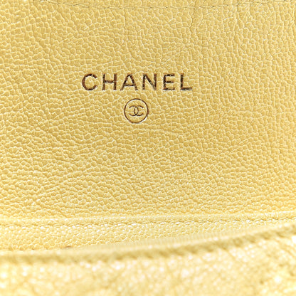 Chanel Iridescent Caviar Quilted Flap Card Holder On Chain Yellow 7 of 9