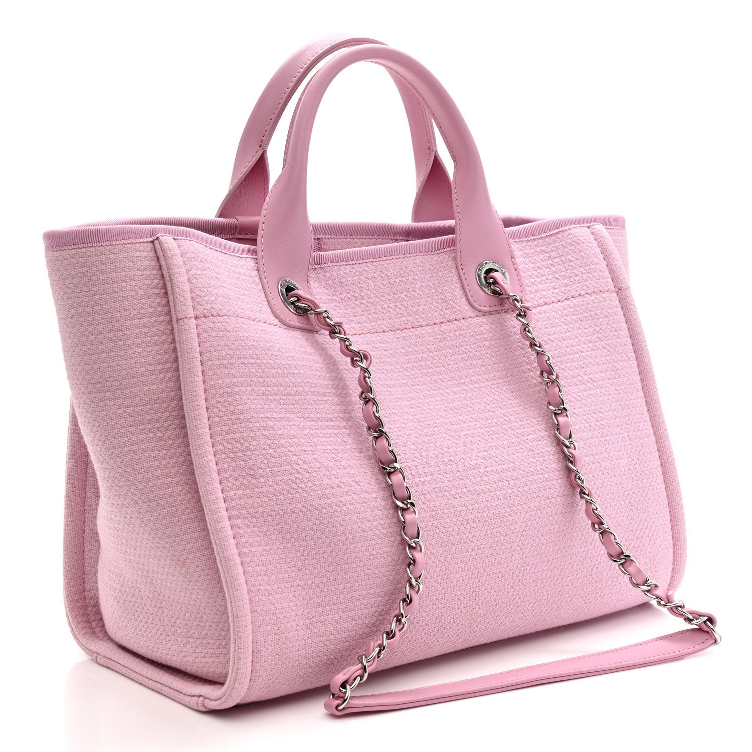 Chanel Mixed Fibers Small Deauville Tote Dark Pink 4 of 12