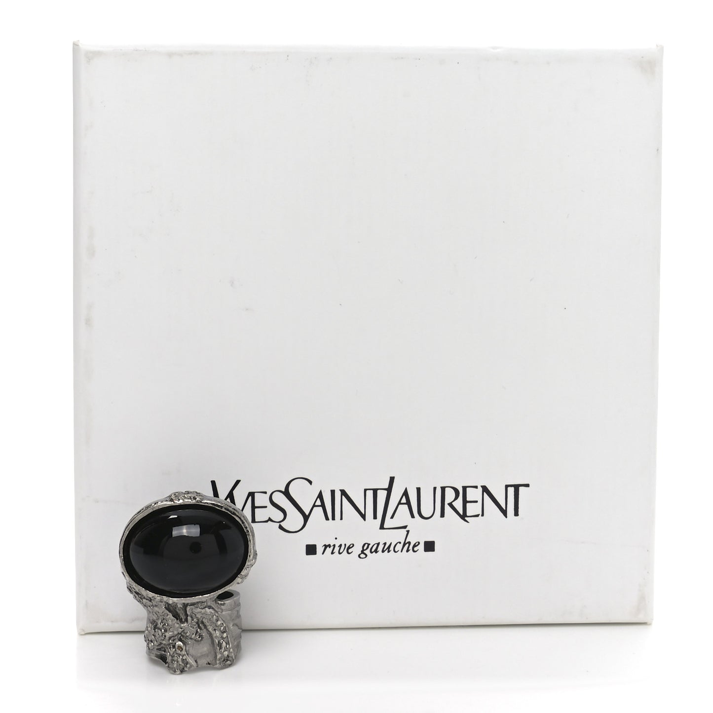 Glass Cabochon Gunmetal Arty Ovale Ring 52 6 Black