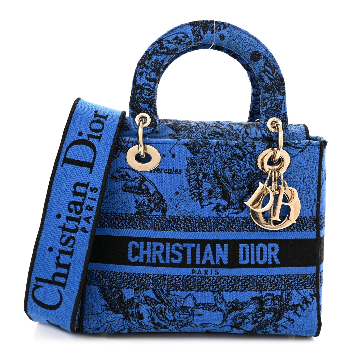 Canvas Toile de Jouy Zodiac Embroidered Medium Lady D-Lite Blue